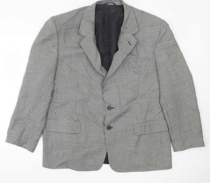 Jolliman Mens White Houndstooth Polyester Jacket Suit Jacket Size 44