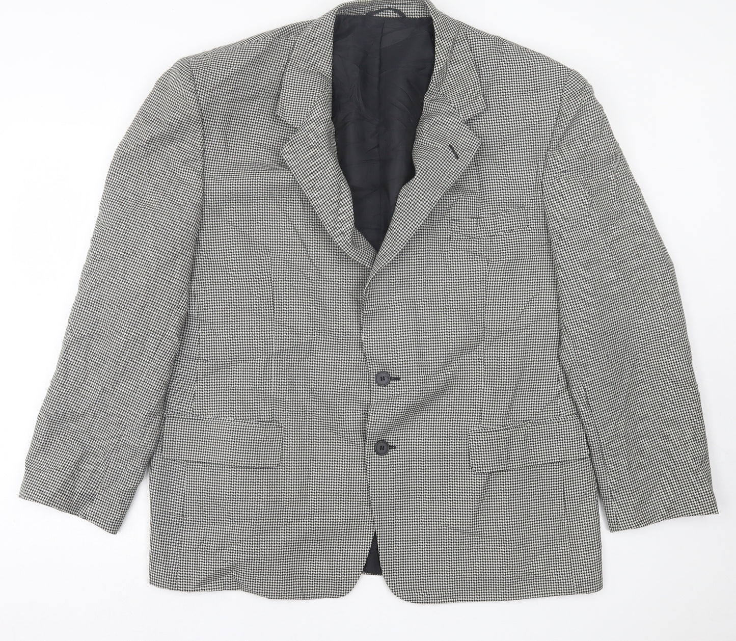 Jolliman Mens White Houndstooth Polyester Jacket Suit Jacket Size 44