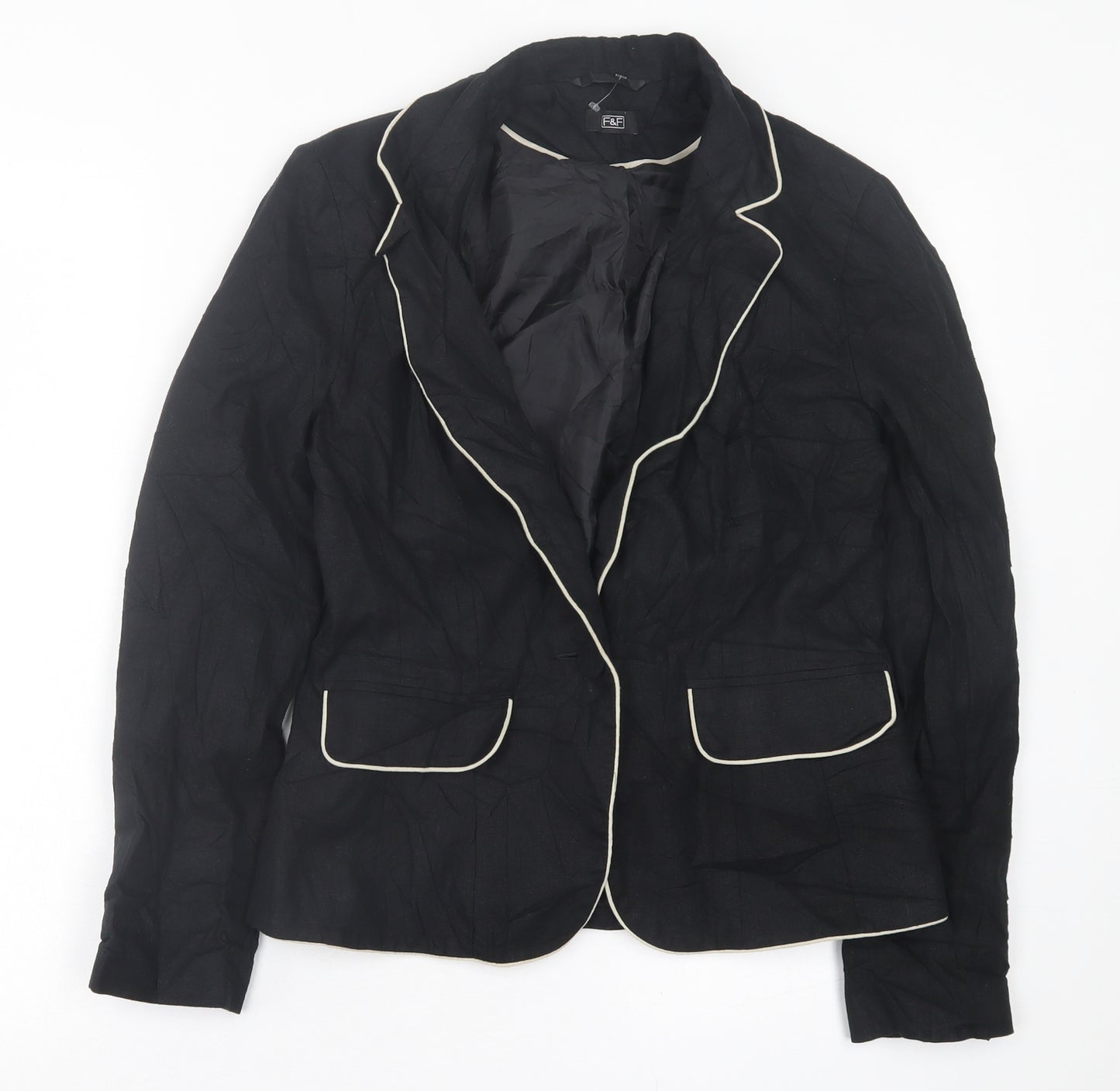 F&F Womens Black   Jacket Blazer Size 10  Button
