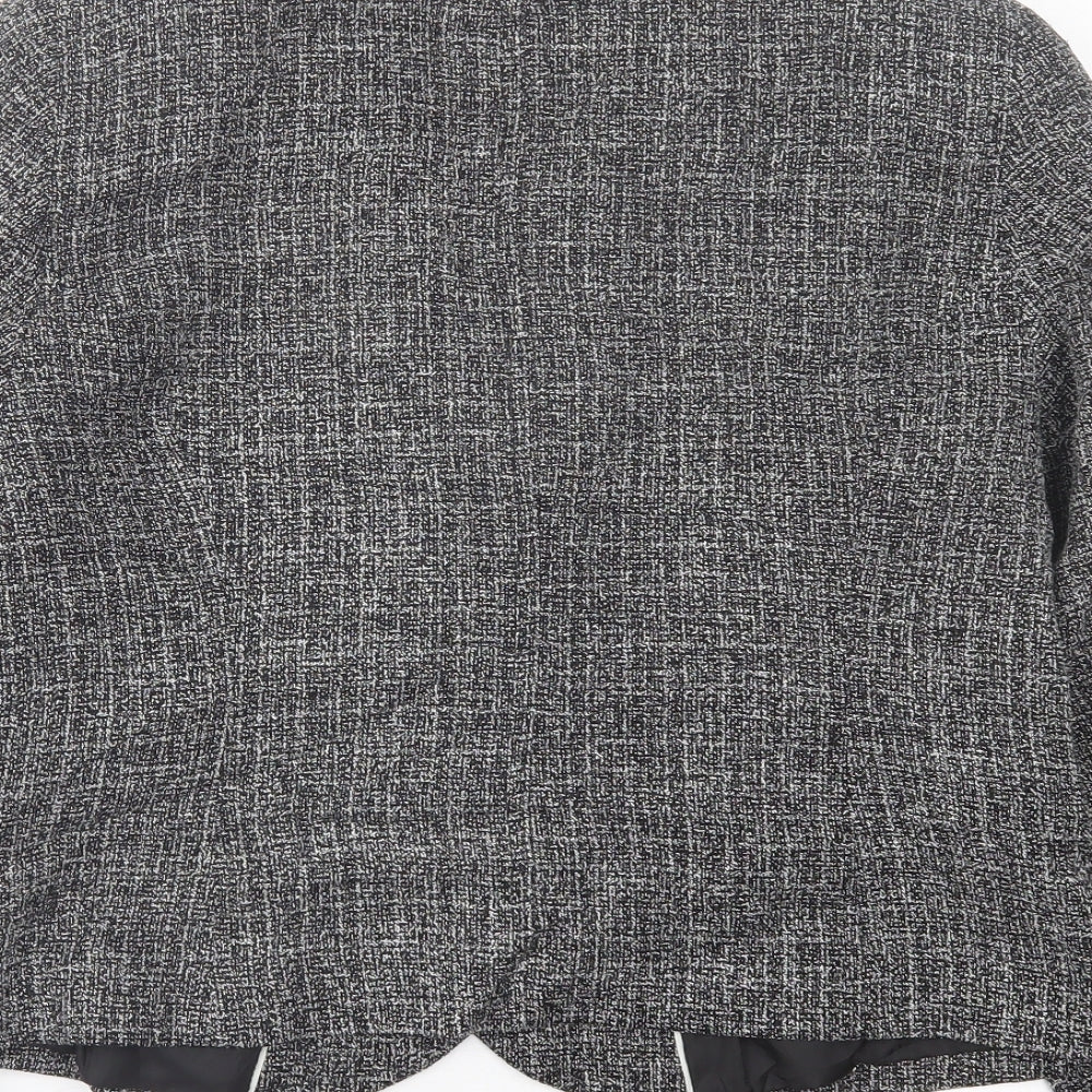 Marks and Spencer Womens Black Geometric  Jacket Blazer Size 14  Button