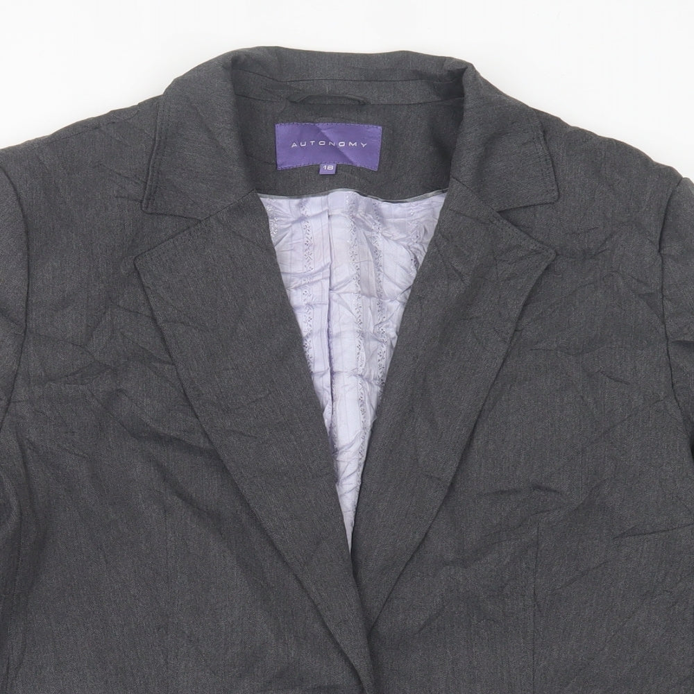 Autonomy Womens Grey   Jacket Blazer Size 18  Button