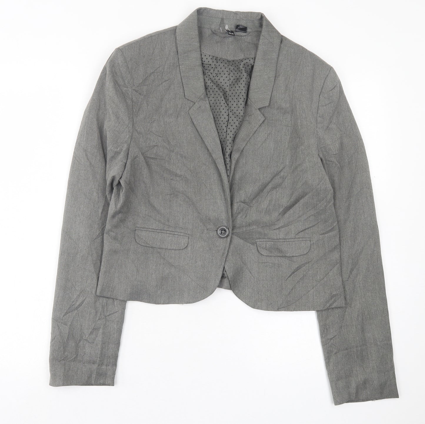 H&M Womens Grey   Jacket Blazer Size 14  Button
