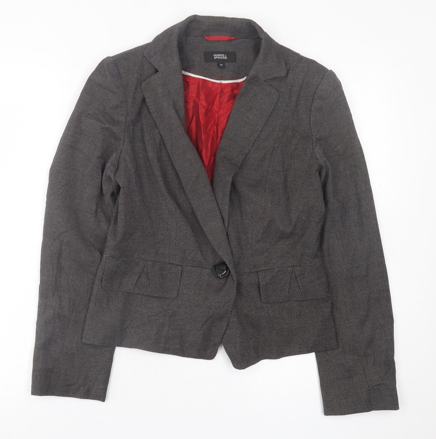 Marks and Spencer Womens Grey   Jacket Blazer Size 10  Button