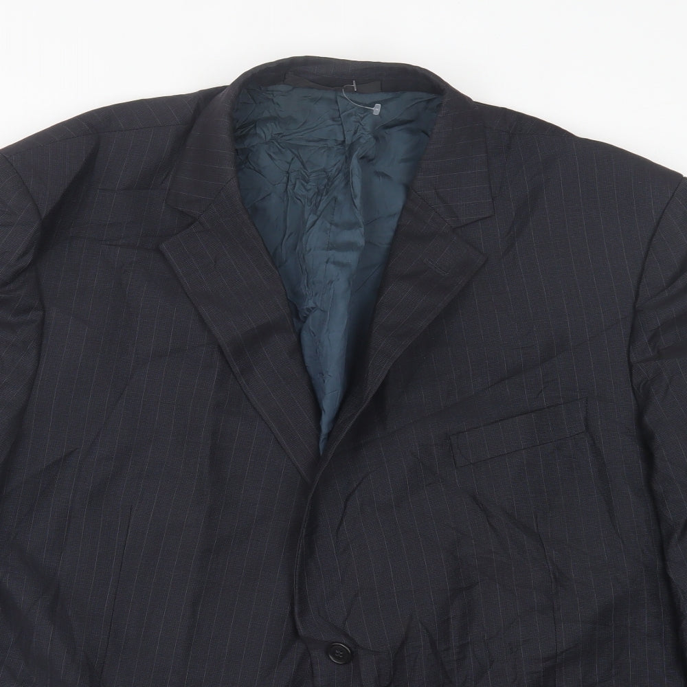 Marks and Spencer Mens Blue Striped Wool Jacket Suit Jacket Size 48