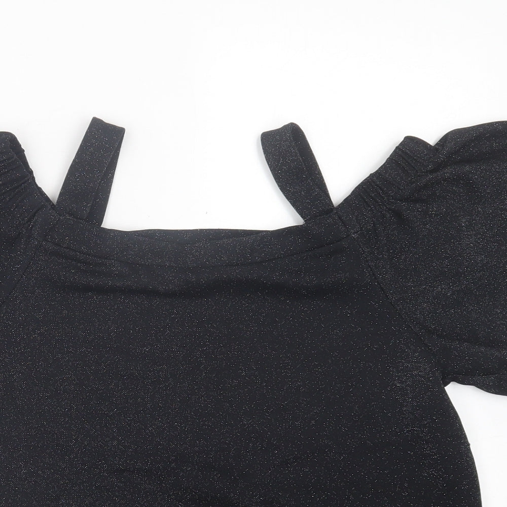 F&F Womens Black  Polyester Basic Tank Size 14 Square Neck