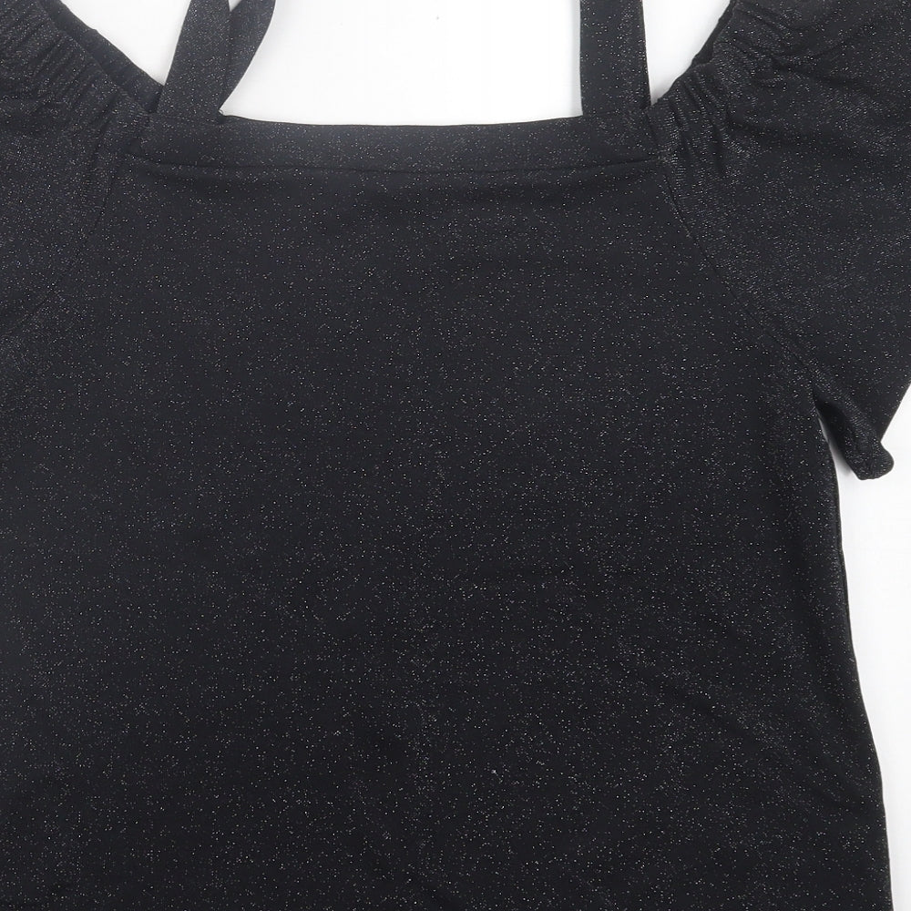 F&F Womens Black  Polyester Basic Tank Size 14 Square Neck
