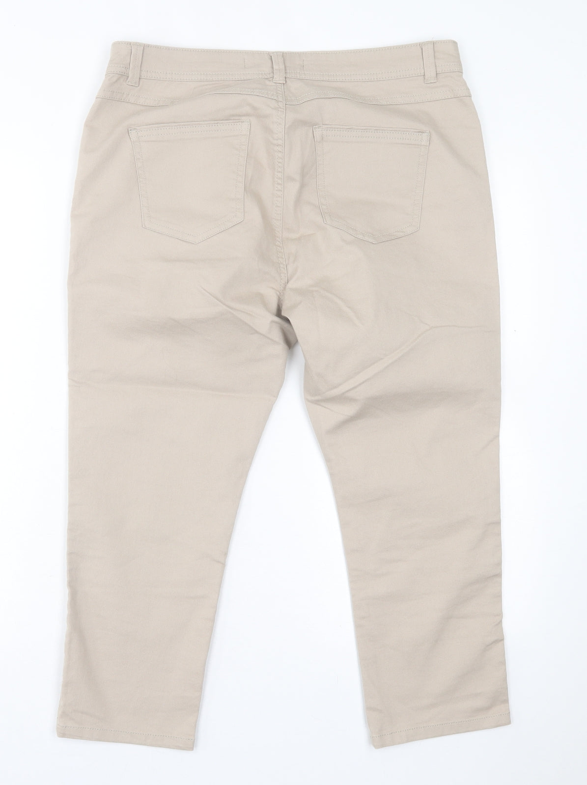 Dunnes Stores Womens Beige  Cotton Cropped Jeans Size 14 L22 in Regular Button