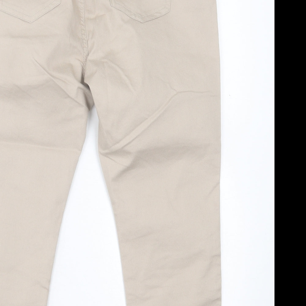 Dunnes Stores Womens Beige  Cotton Cropped Jeans Size 14 L22 in Regular Button