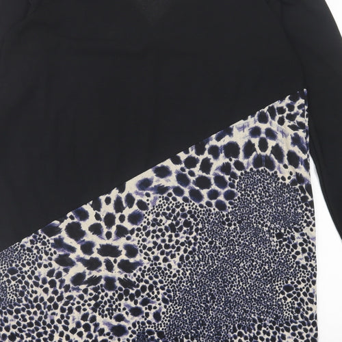 NEXT Womens Black Animal Print Polyester A-Line  Size 12  Crew Neck Pullover