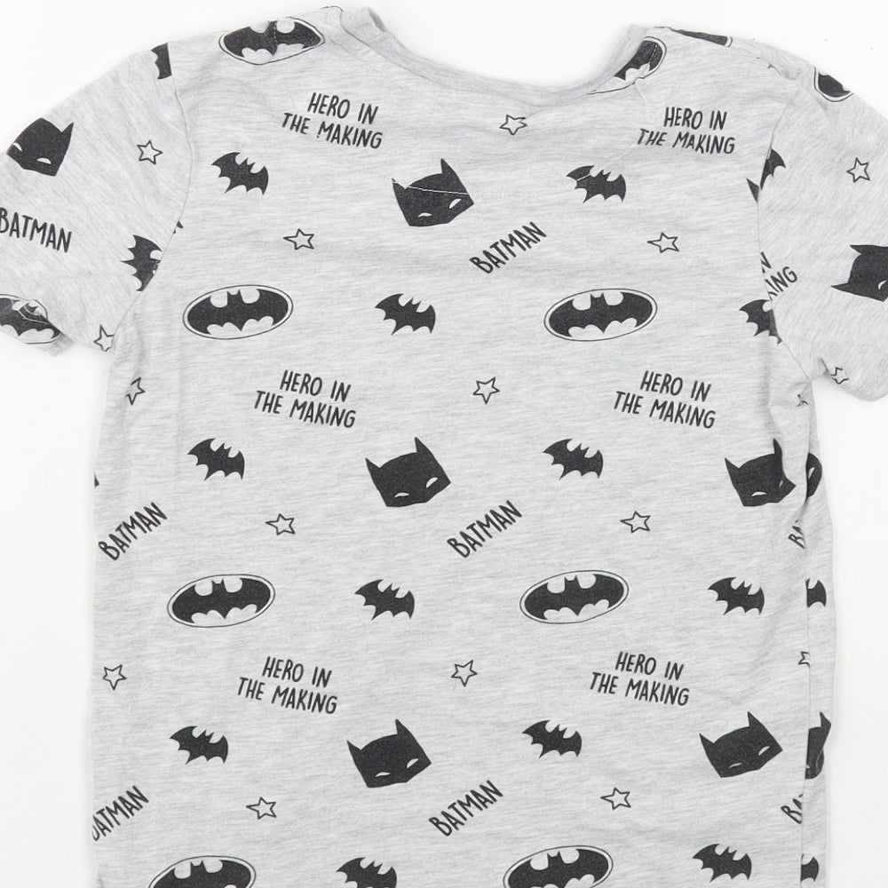 George Boys Grey Geometric Cotton Pullover T-Shirt Size 7-8 Years Crew Neck Pullover - Batman