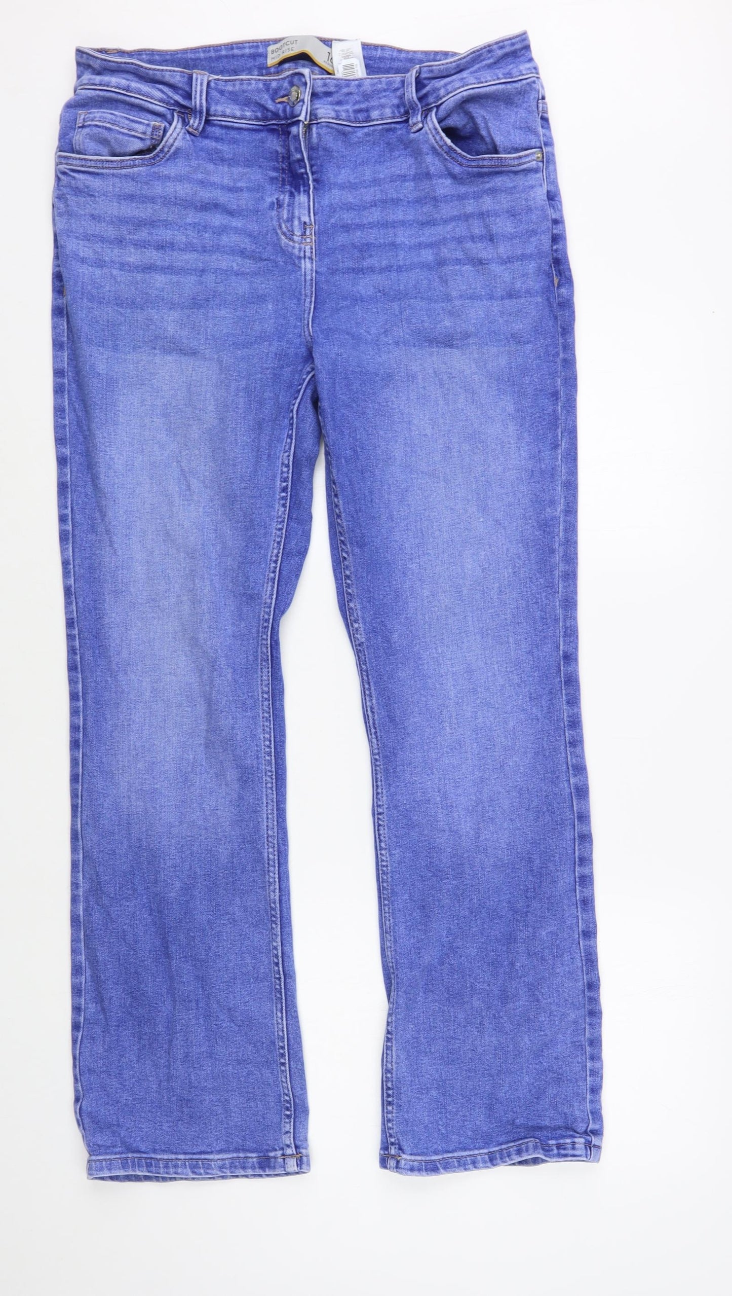 NEXT Womens Blue  Cotton Bootcut Jeans Size 16 L31 in Regular Button