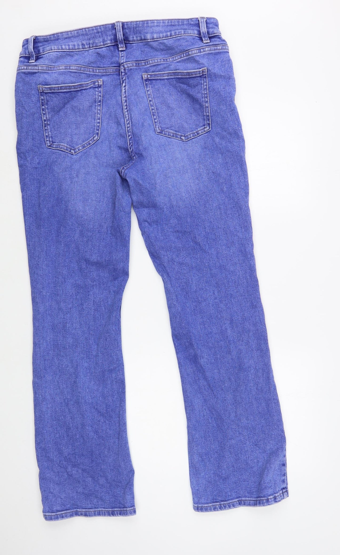 NEXT Womens Blue  Cotton Bootcut Jeans Size 16 L31 in Regular Button