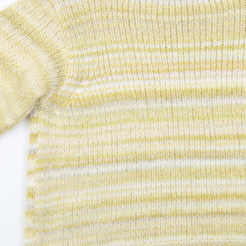 NEXT Womens Yellow Crew Neck Striped Acrylic Pullover Jumper Size 10