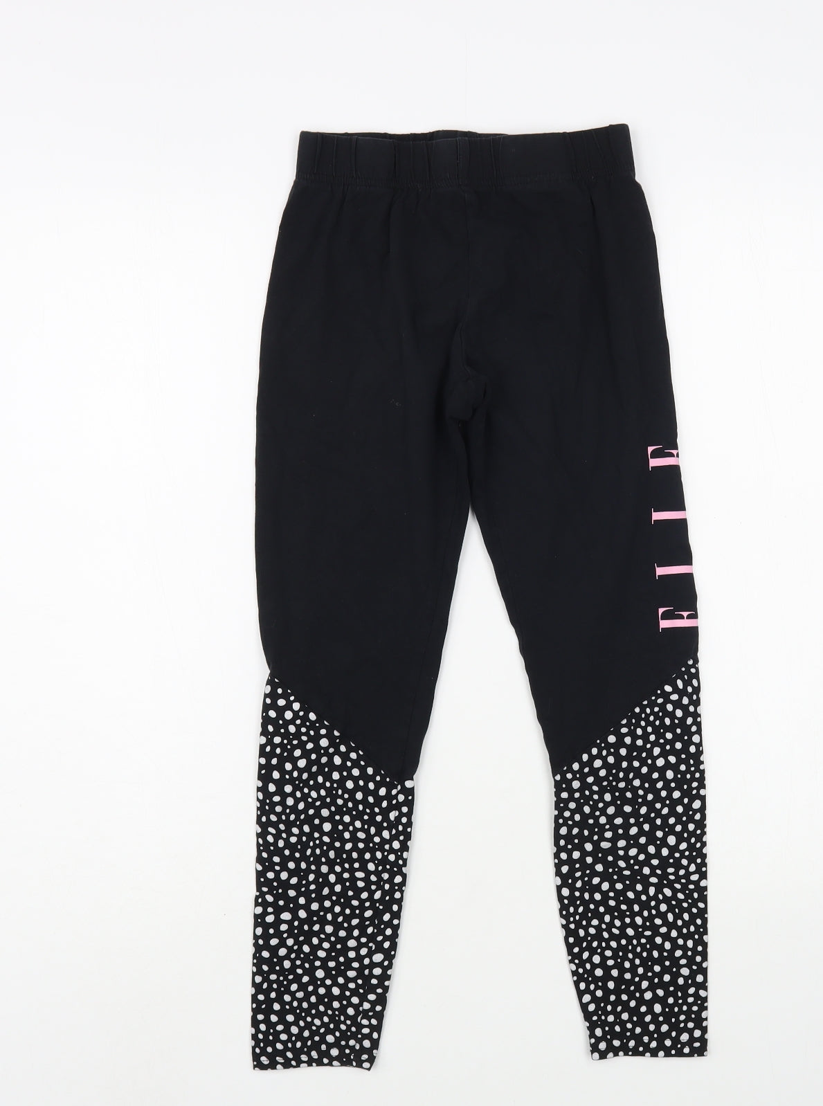 ELLE Girls Black Animal Print Cotton Jogger Trousers Size 10-11 Years  Regular  - Leggings