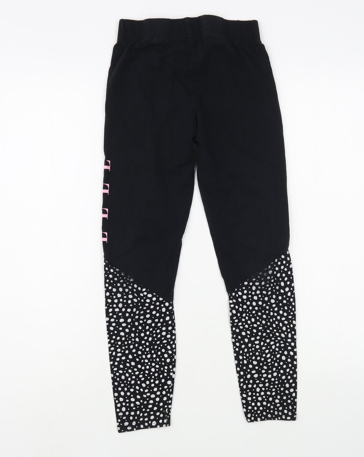 ELLE Girls Black Animal Print Cotton Jogger Trousers Size 10-11 Years  Regular  - Leggings