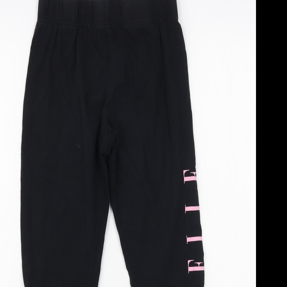 ELLE Girls Black Animal Print Cotton Jogger Trousers Size 10-11 Years  Regular  - Leggings