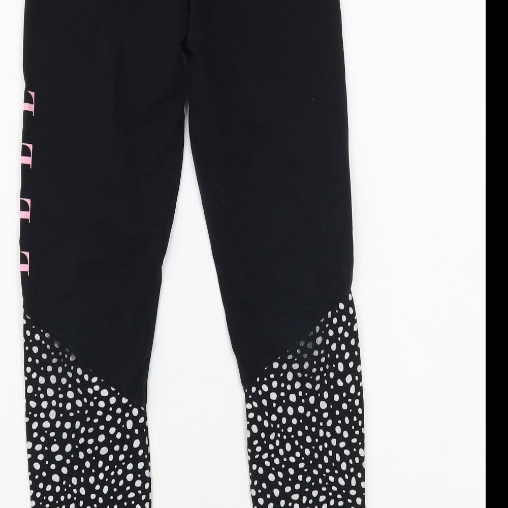 ELLE Girls Black Animal Print Cotton Jogger Trousers Size 10-11 Years  Regular  - Leggings