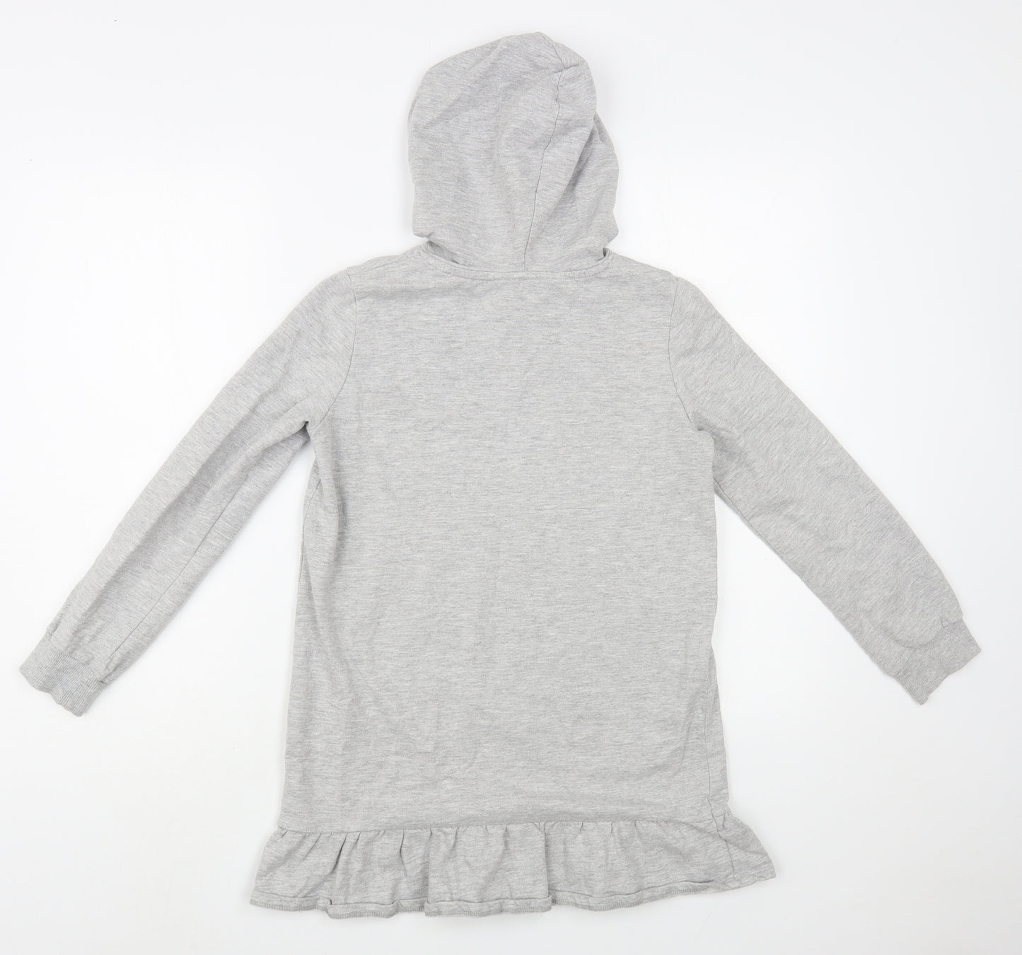 H&M Girls Grey  Cotton Tunic Hoodie Size 10-11 Years  Pullover - Unicorn