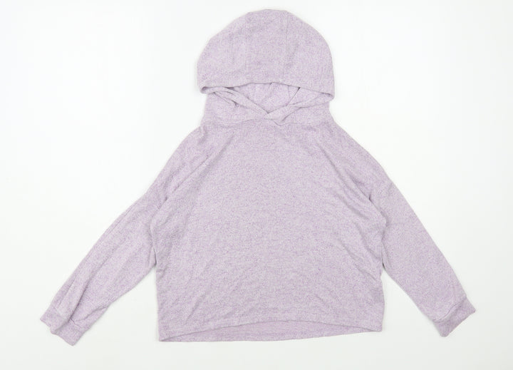 Marks and Spencer Girls Purple  Viscose Pullover Hoodie Size 8-9 Years  Pullover