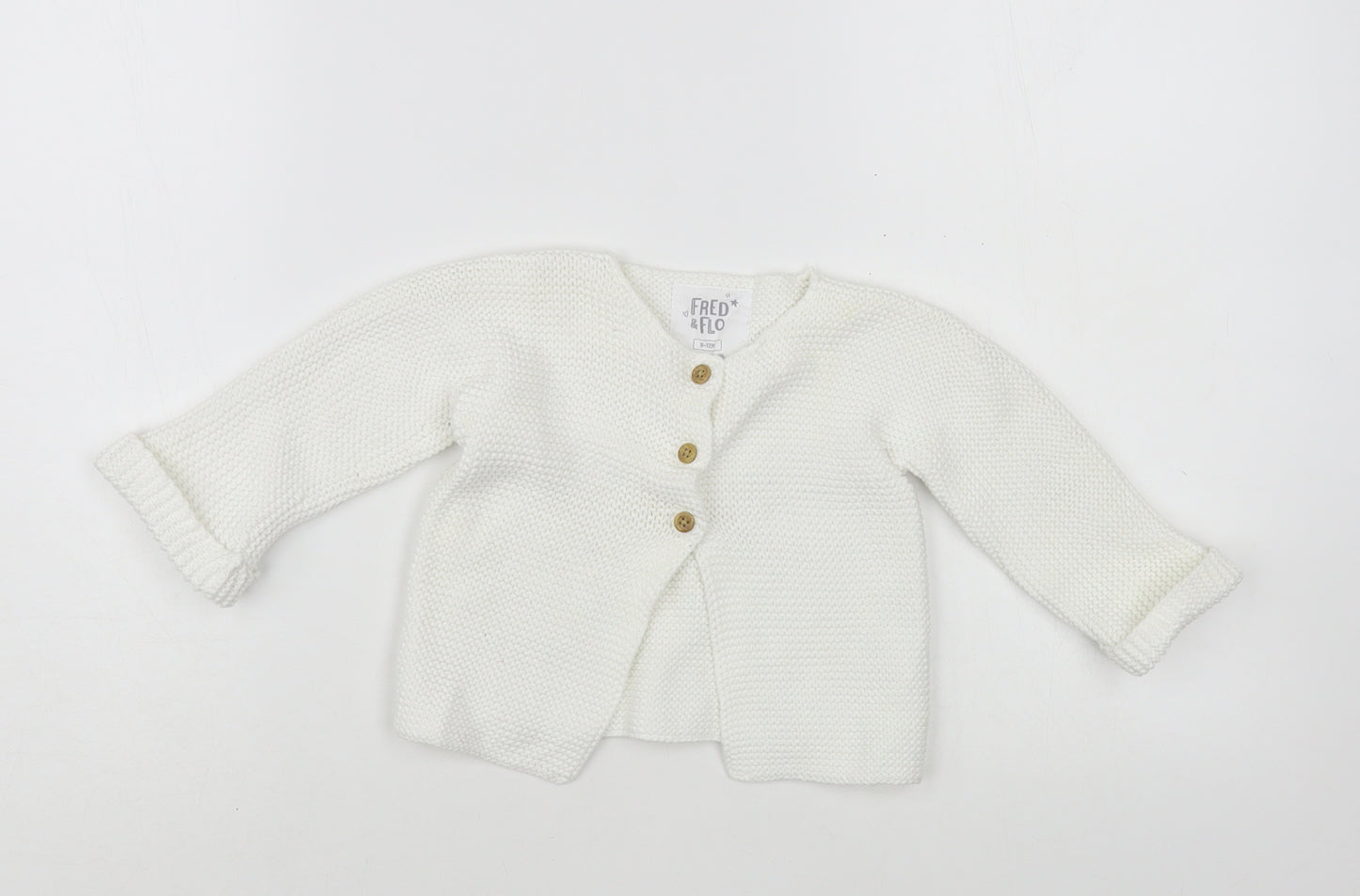 F&F Baby White  Cotton Cardigan Jumper Size 9-12 Months  Button