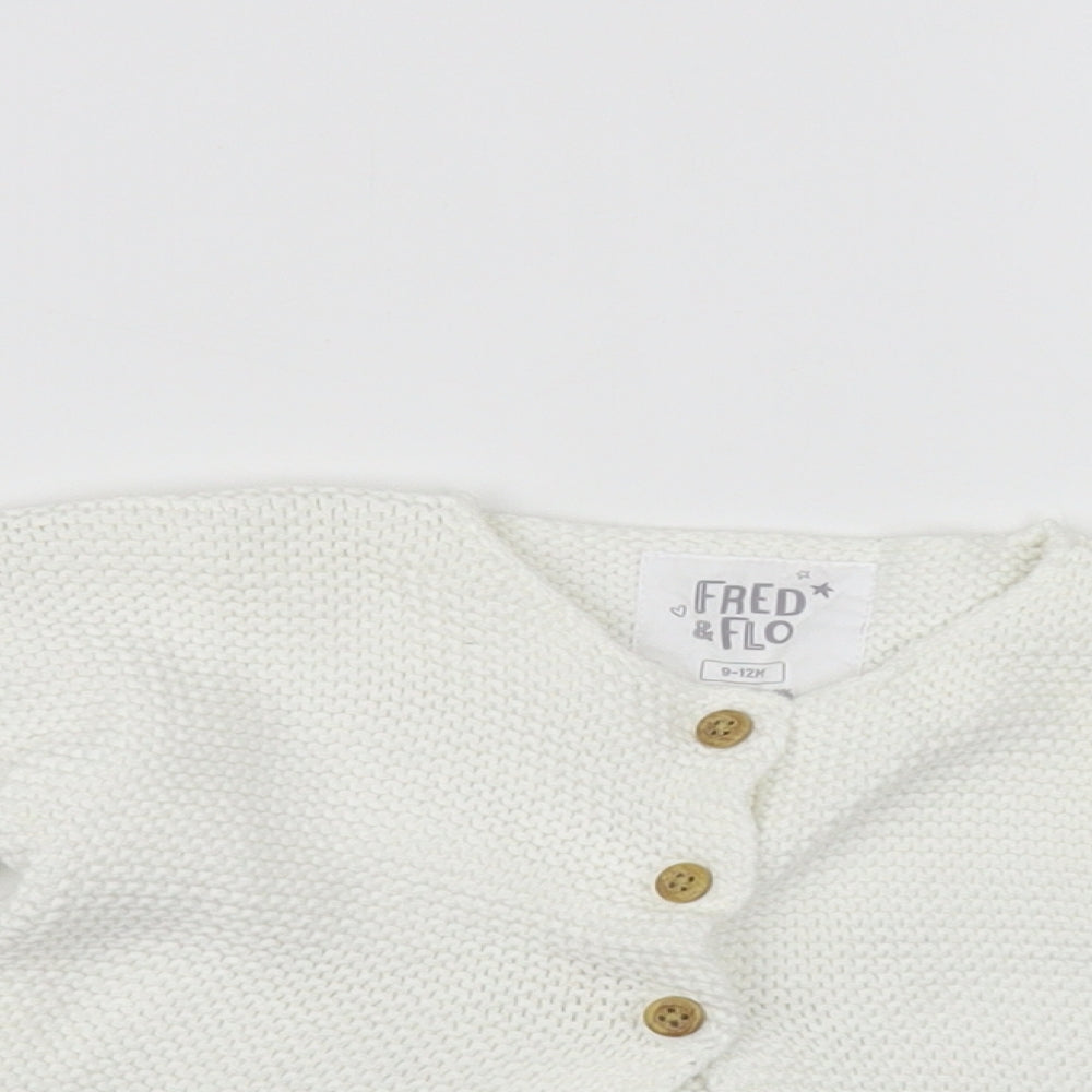 F&F Baby White  Cotton Cardigan Jumper Size 9-12 Months  Button