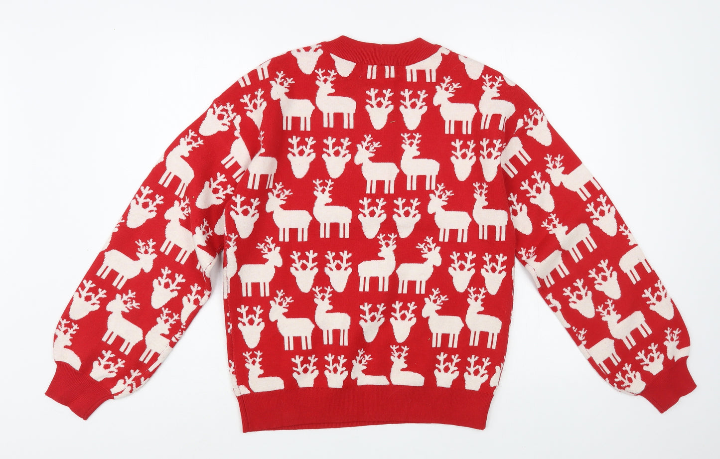 NEXT Womens Red Crew Neck Geometric Polyester Pullover Jumper Size S   - Christmas Jumper