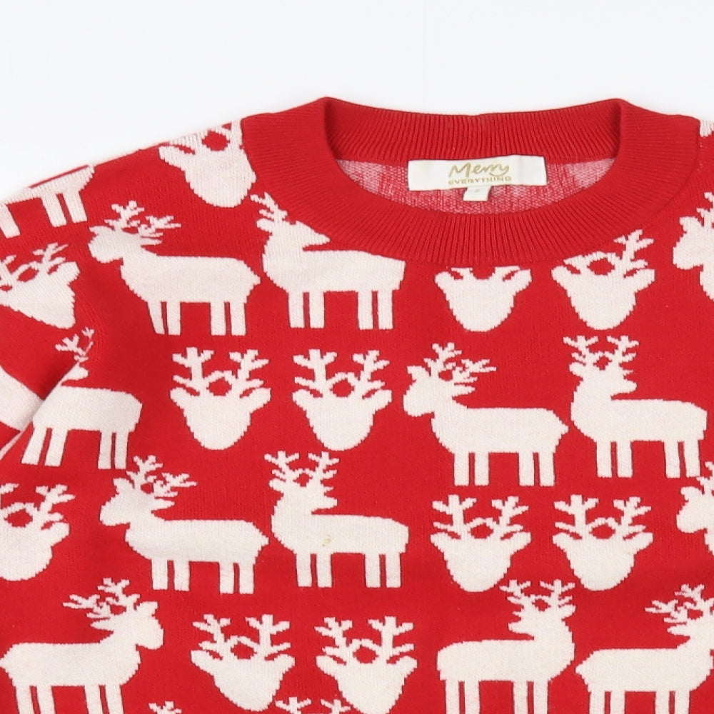 NEXT Womens Red Crew Neck Geometric Polyester Pullover Jumper Size S   - Christmas Jumper