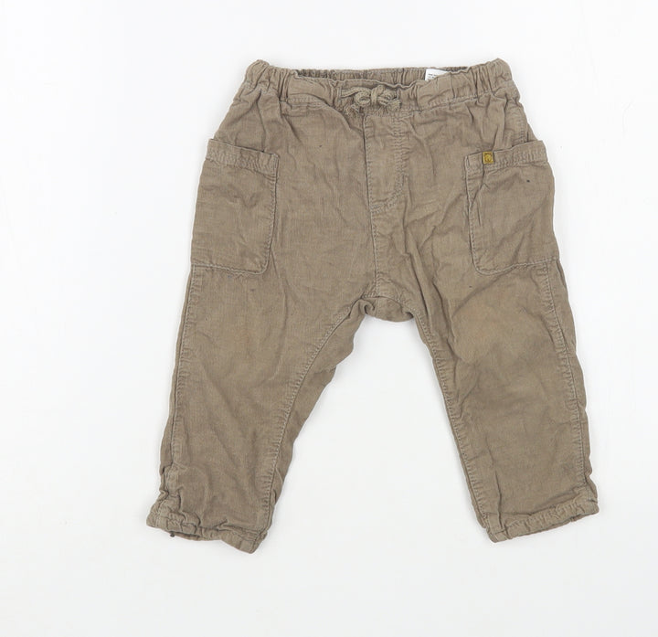 H&M Baby Beige Cotton Cargo Trousers Size 9-12 Months
