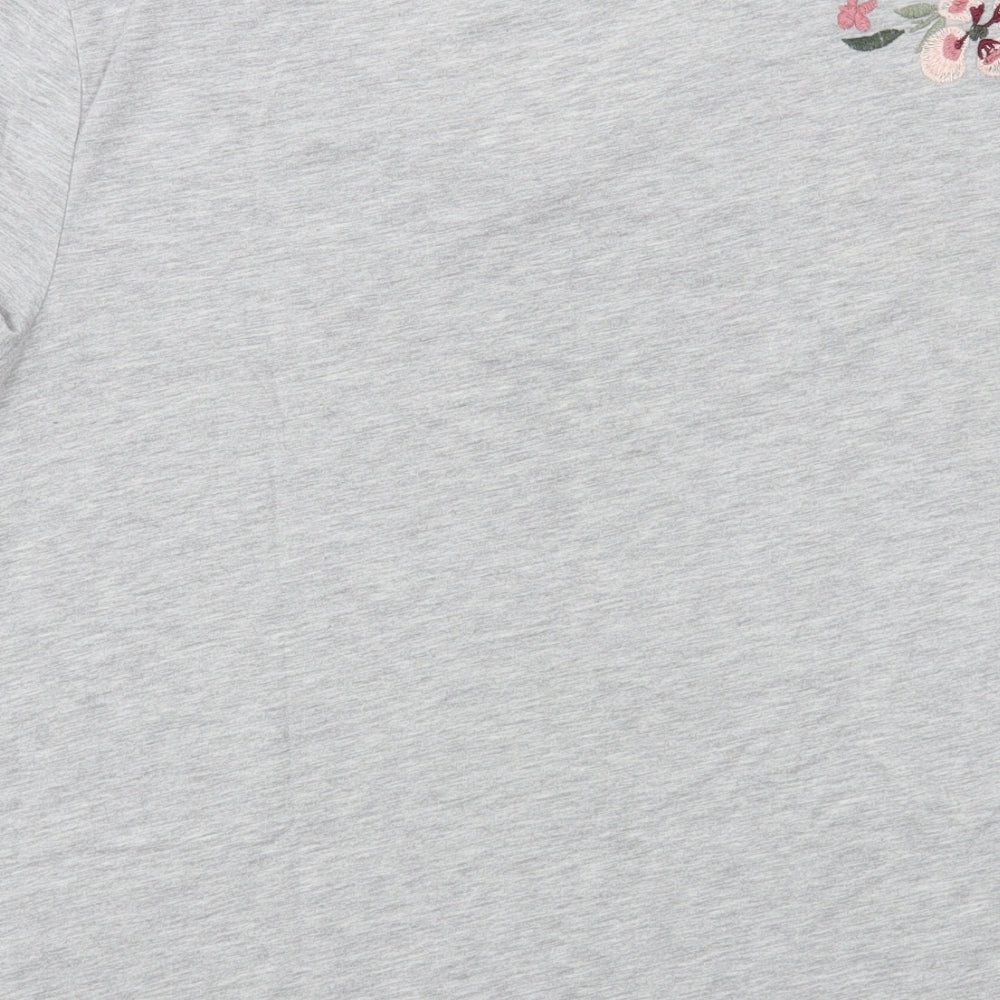Soaked in Luxury Womens Grey  Polyester Basic T-Shirt Size S V-Neck