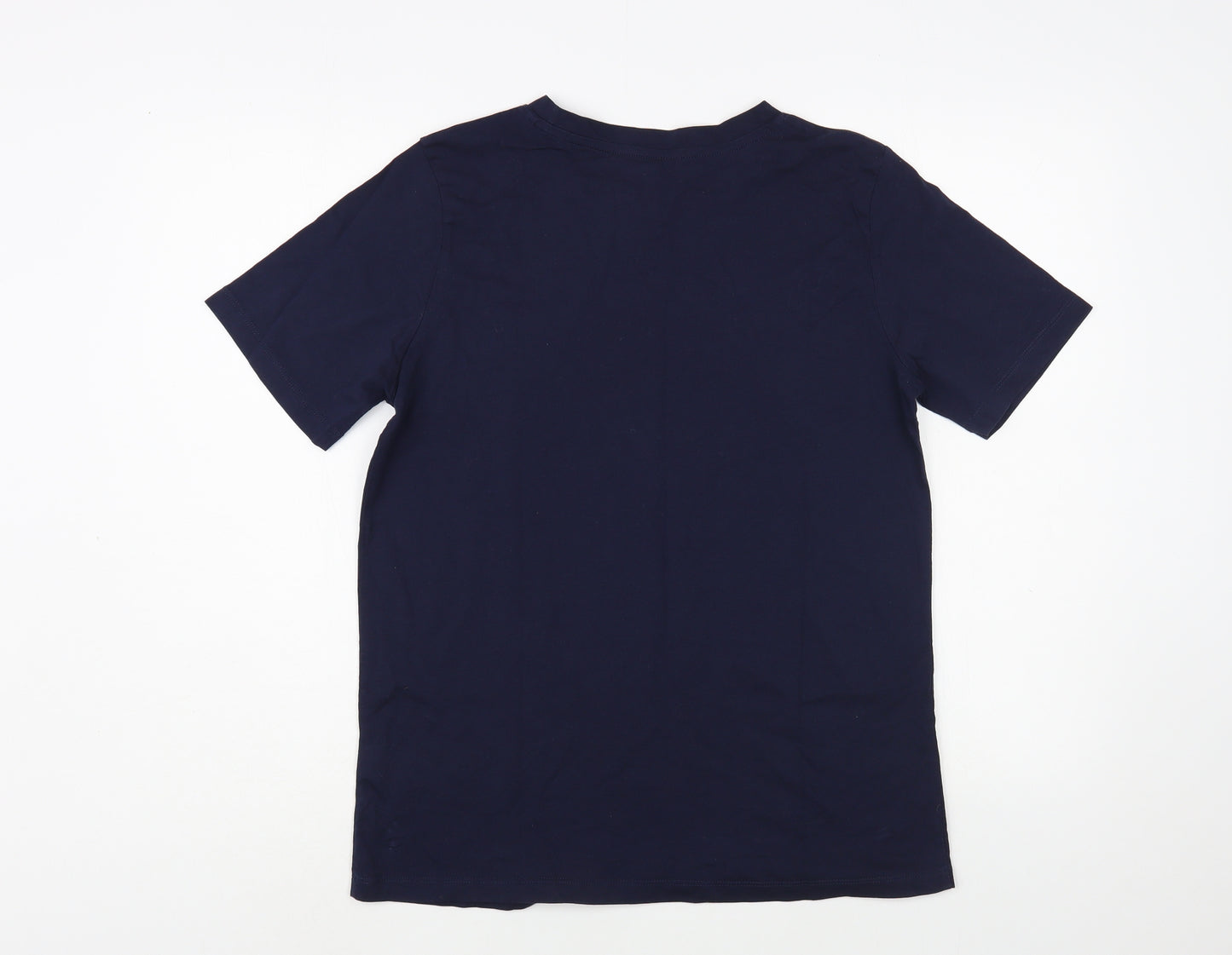 Marks and Spencer Womens Blue  Cotton Basic T-Shirt Size 12 Crew Neck - Positivity