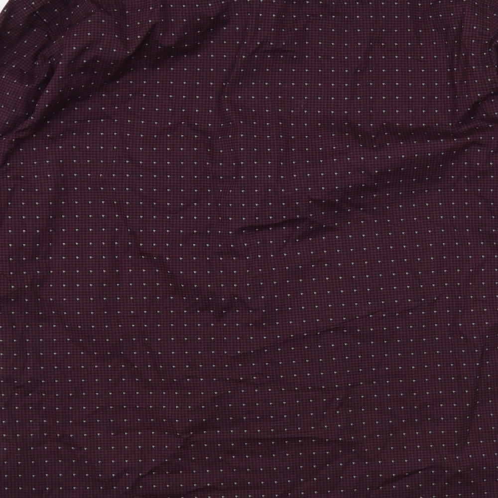 Remus Uomo Mens Purple Houndstooth Cotton  Dress Shirt Size 16 Collared Button