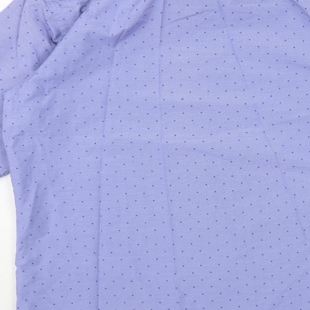 Drifter Mens Blue Polka Dot Cotton  Dress Shirt Size M Collared Button