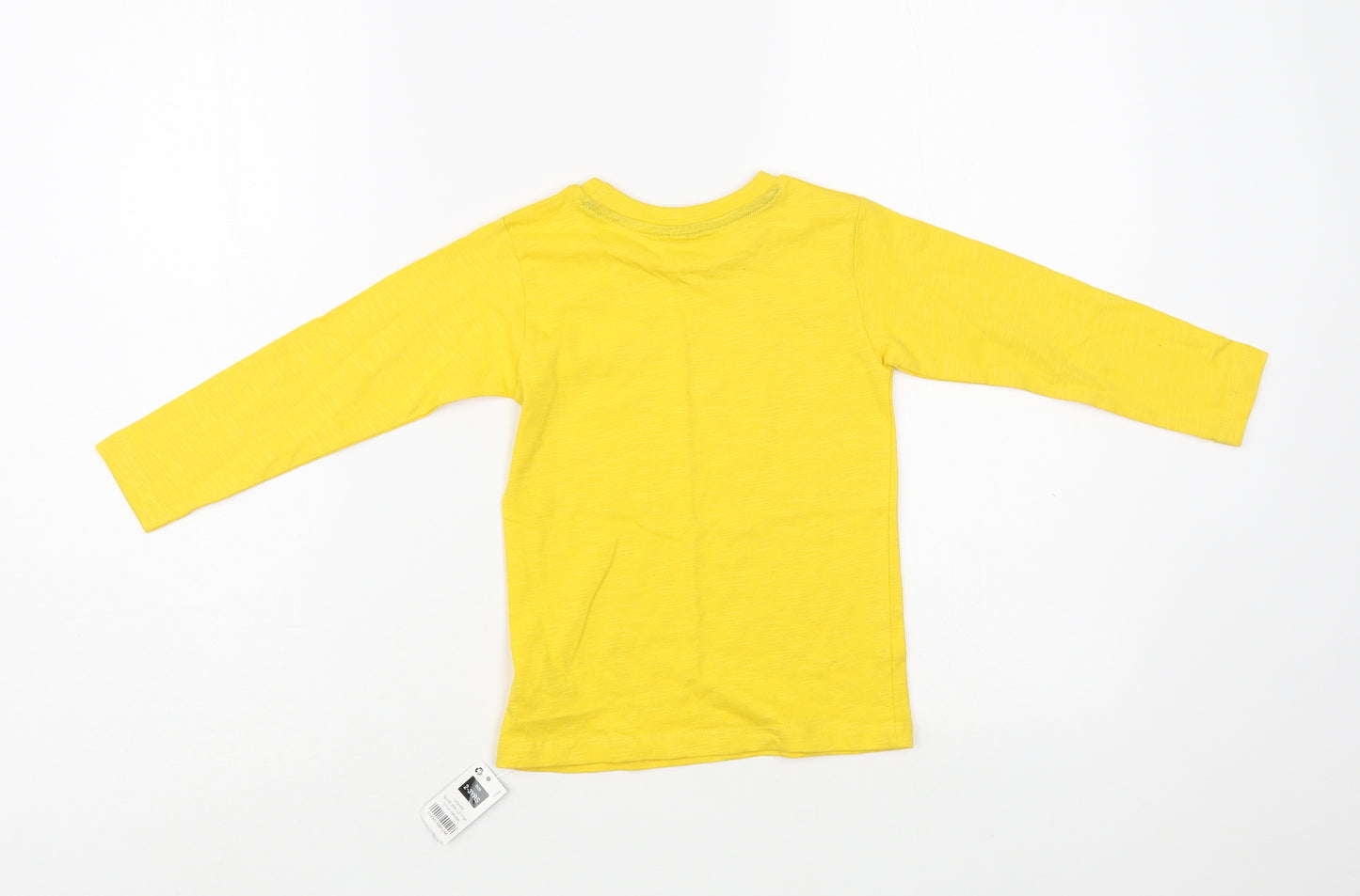 Dunnes Stores Girls Yellow  Cotton Basic T-Shirt Size 2-3 Years Crew Neck Pullover