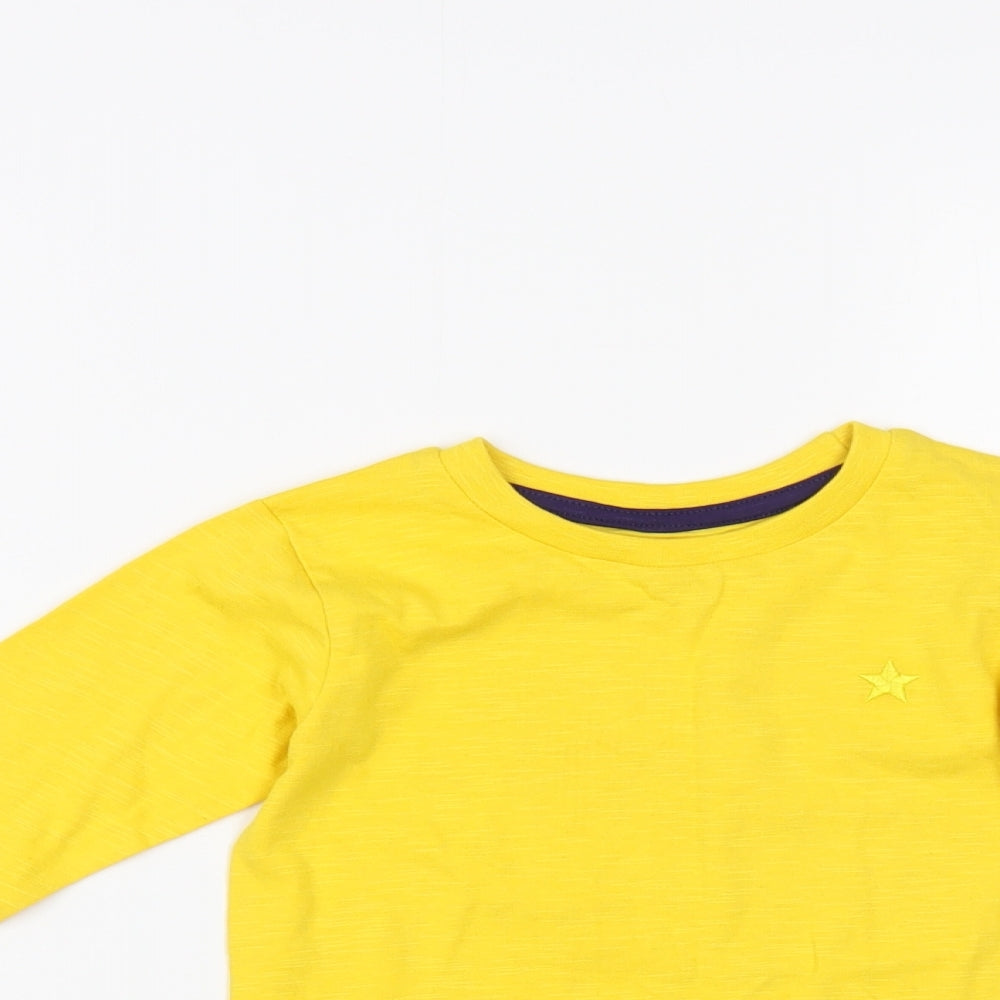 Dunnes Stores Girls Yellow  Cotton Basic T-Shirt Size 2-3 Years Crew Neck Pullover