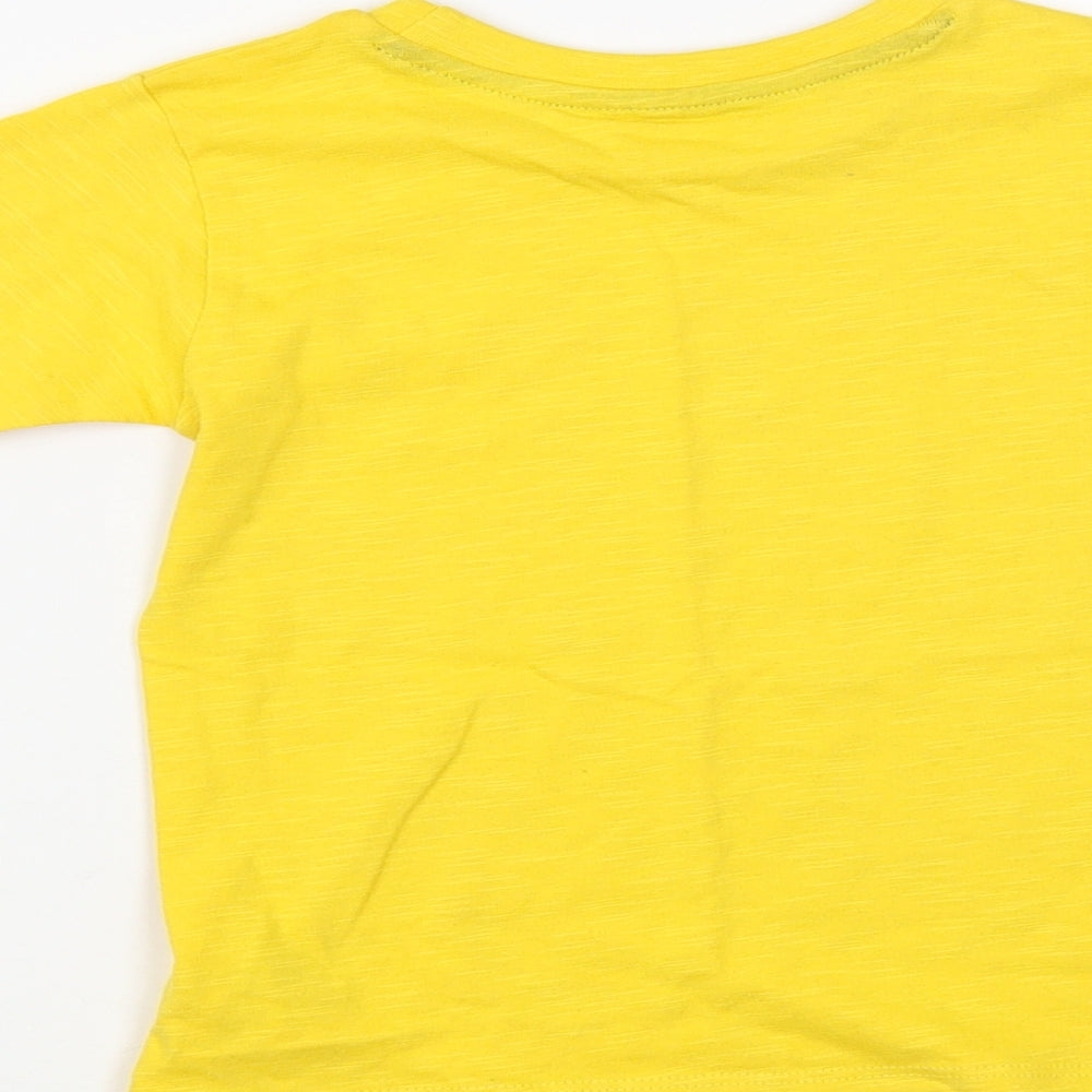 Dunnes Stores Girls Yellow  Cotton Basic T-Shirt Size 2-3 Years Crew Neck Pullover