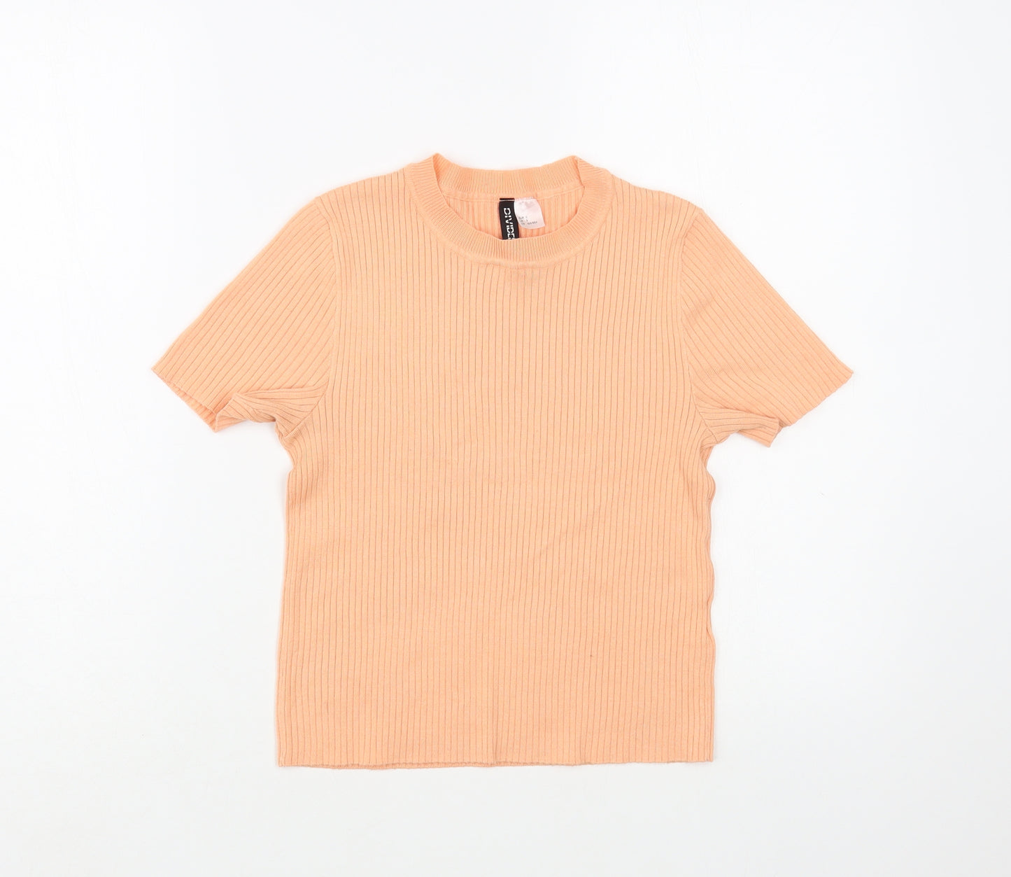 H&M Womens Pink  Polyester Basic T-Shirt Size S Crew Neck