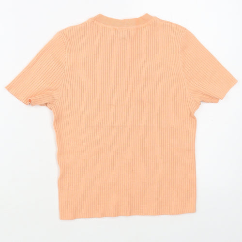 H&M Womens Pink  Polyester Basic T-Shirt Size S Crew Neck
