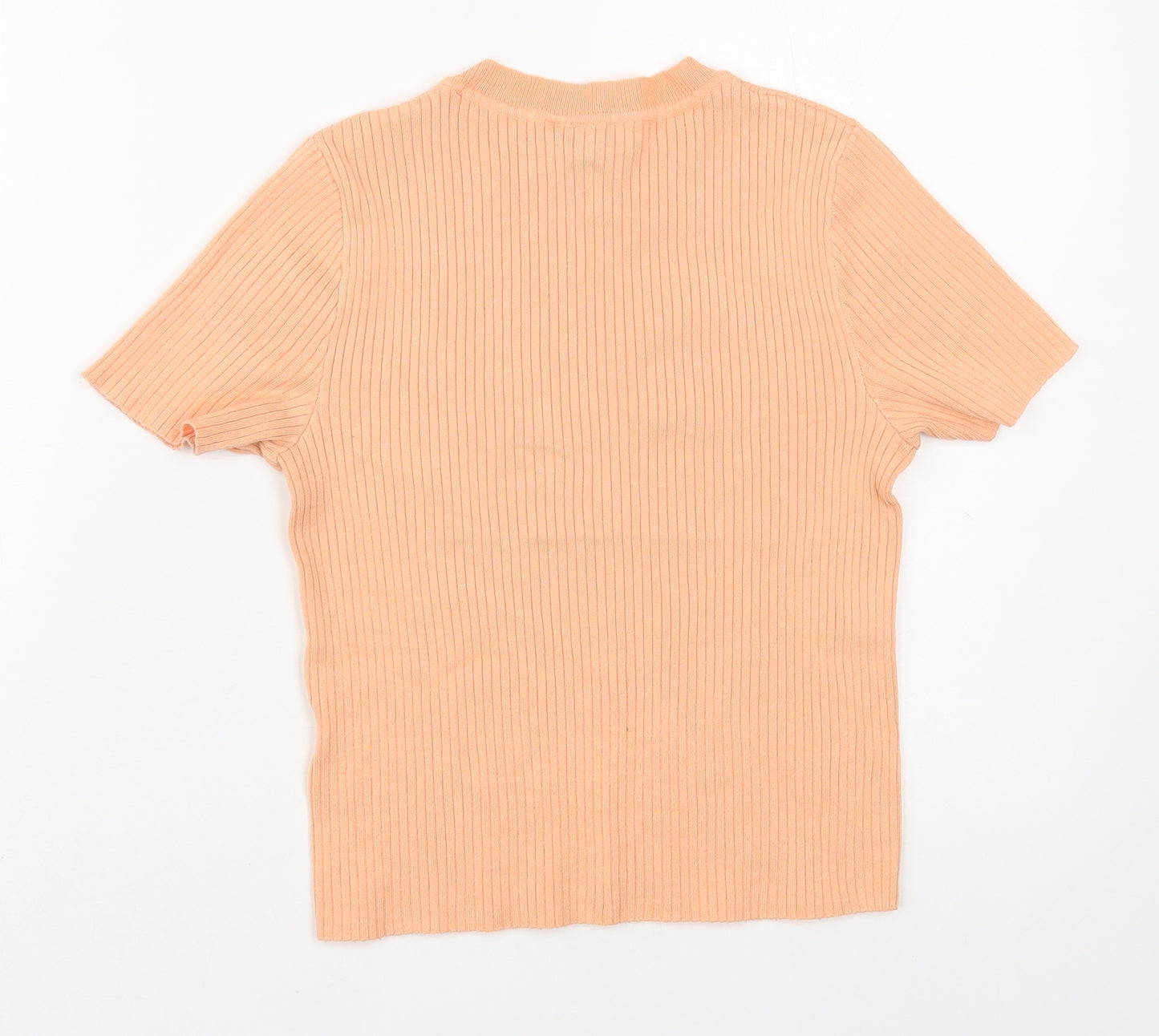 H&M Womens Pink  Polyester Basic T-Shirt Size S Crew Neck