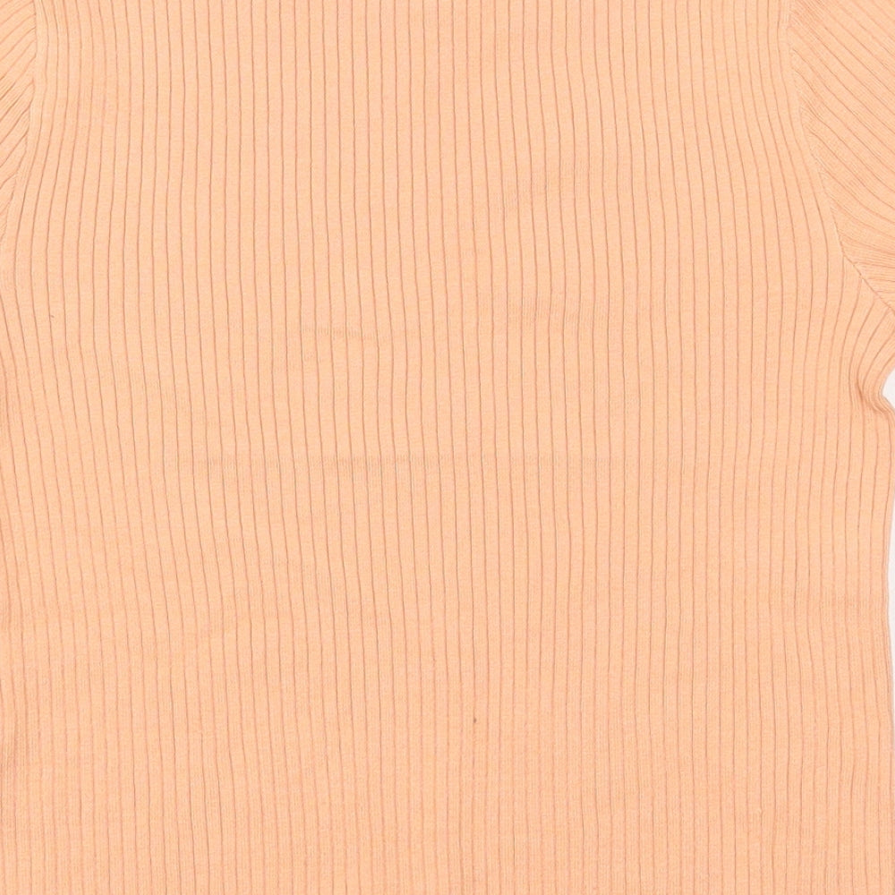 H&M Womens Pink  Polyester Basic T-Shirt Size S Crew Neck