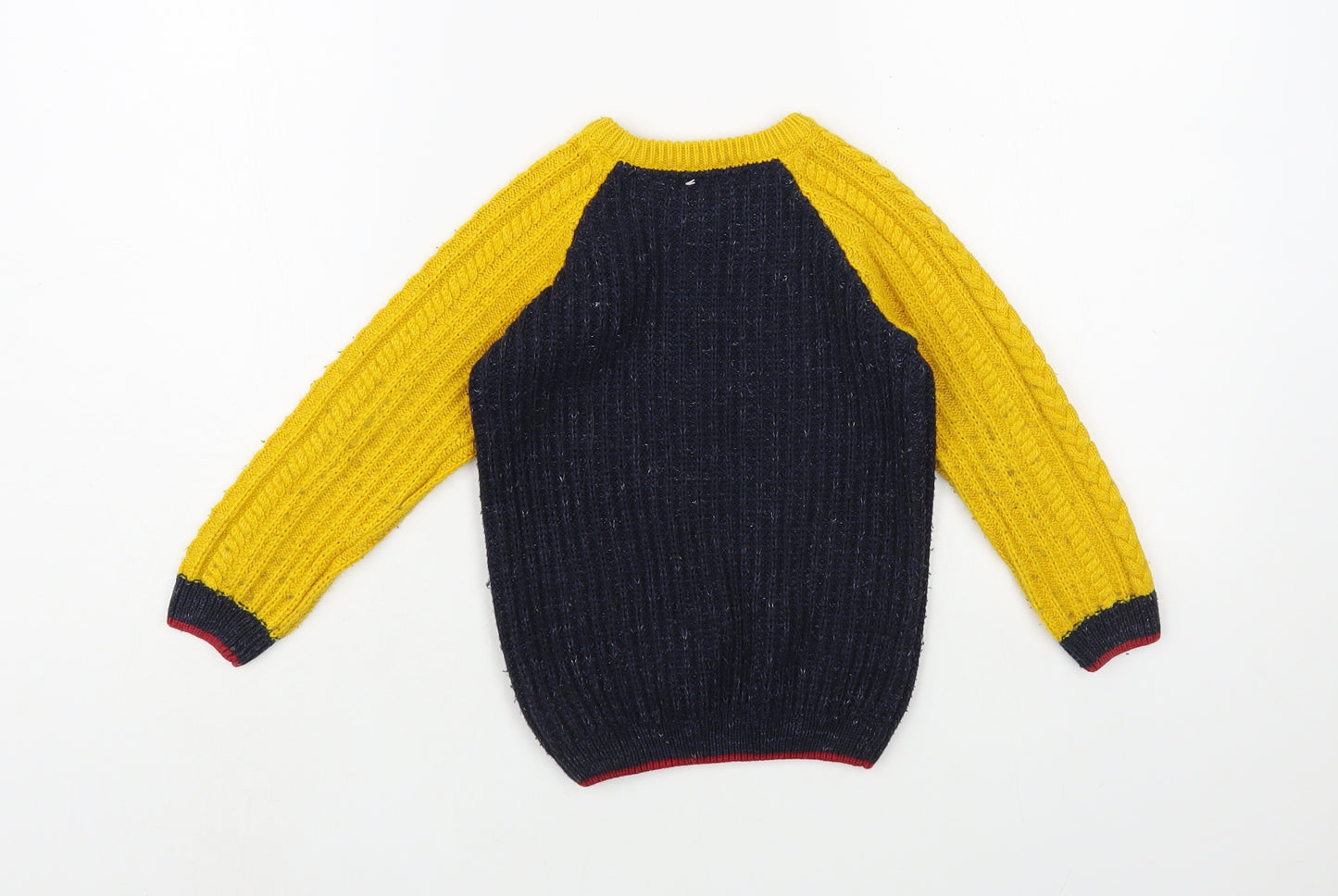 George Boys Blue Crew Neck Colourblock Acrylic Pullover Jumper Size 2-3 Years  Pullover