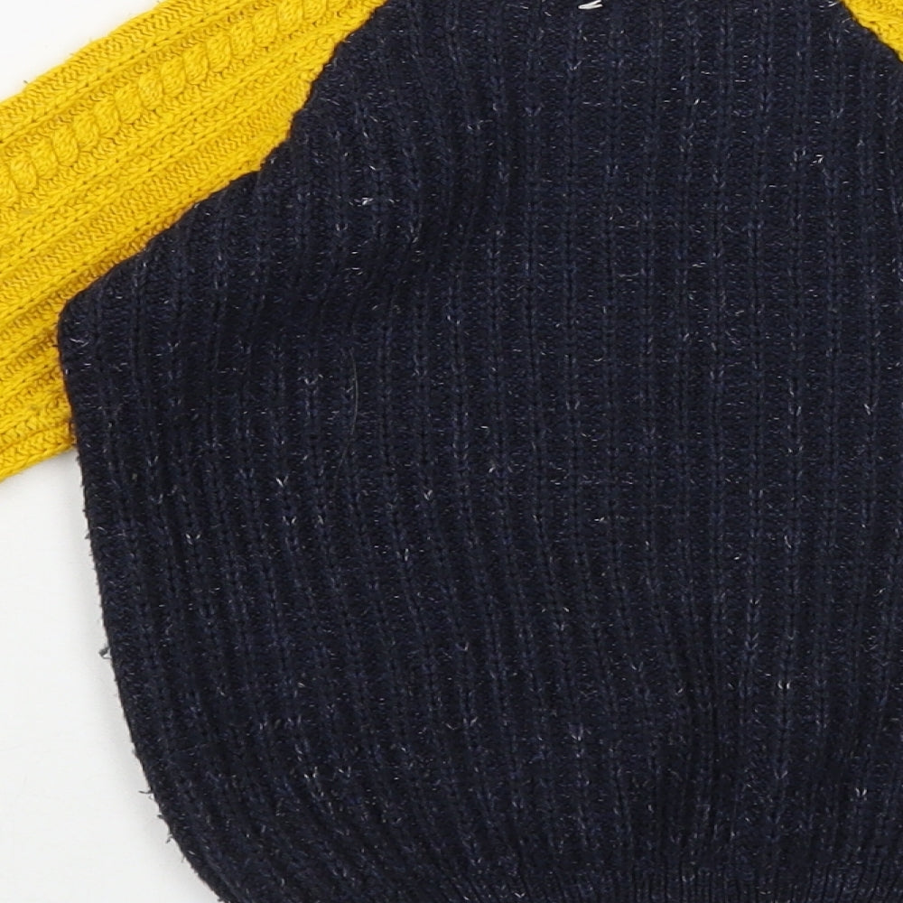 George Boys Blue Crew Neck Colourblock Acrylic Pullover Jumper Size 2-3 Years  Pullover