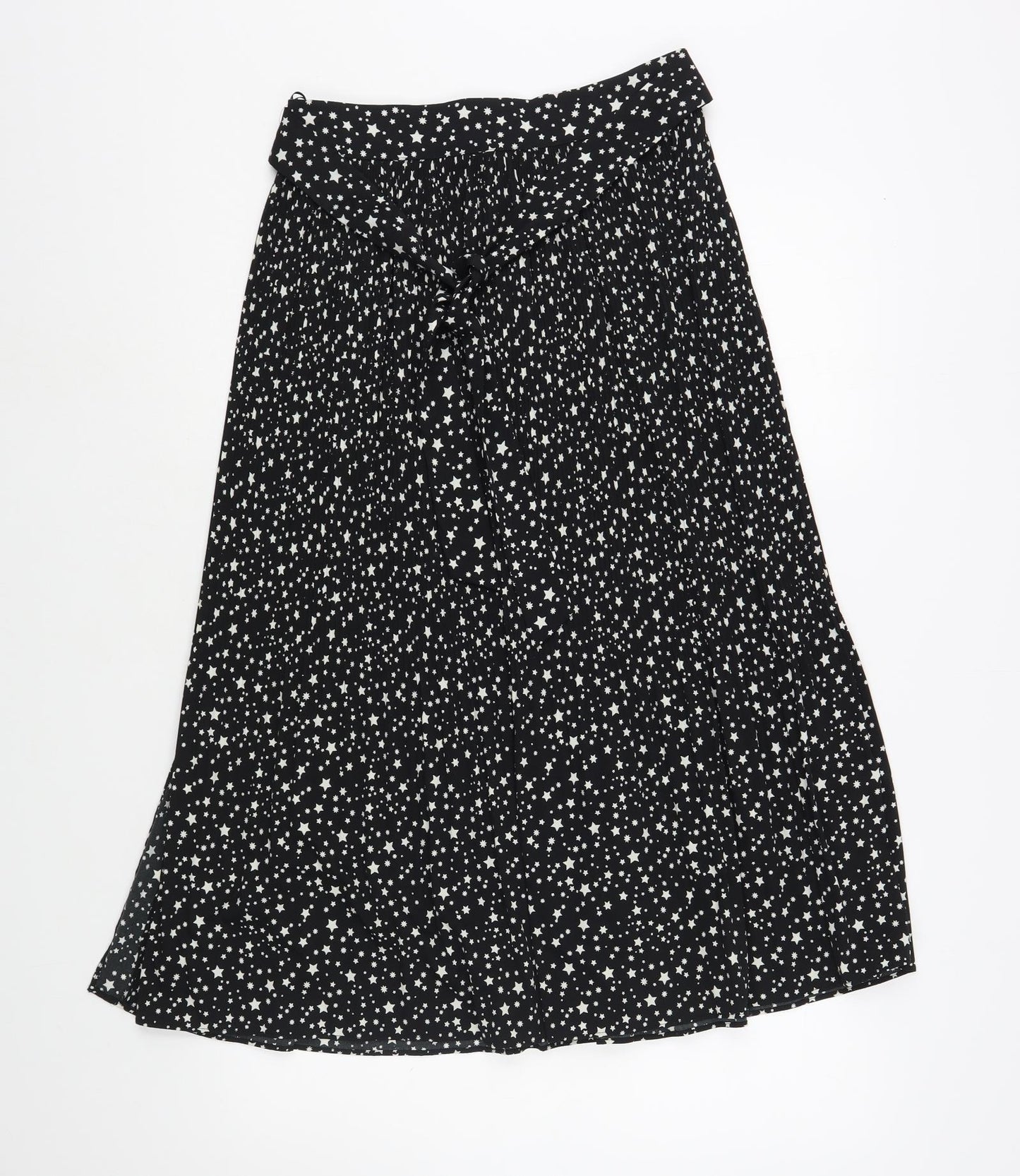 Topshop Womens Black Geometric Polyester A-Line Skirt Size 8   Tie - Star Pattern