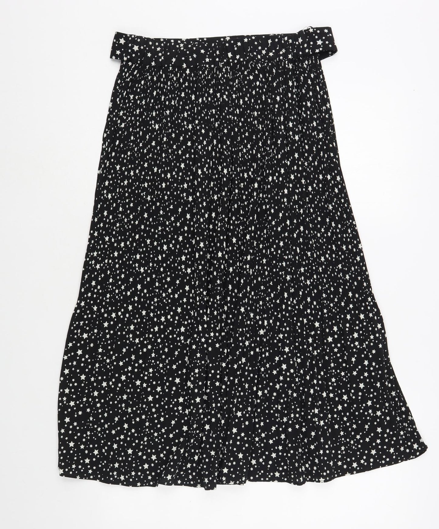 Topshop Womens Black Geometric Polyester A-Line Skirt Size 8   Tie - Star Pattern