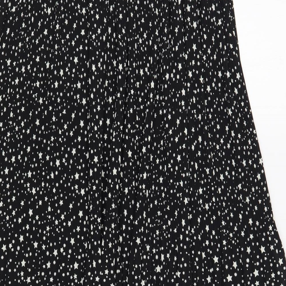 Topshop Womens Black Geometric Polyester A-Line Skirt Size 8   Tie - Star Pattern