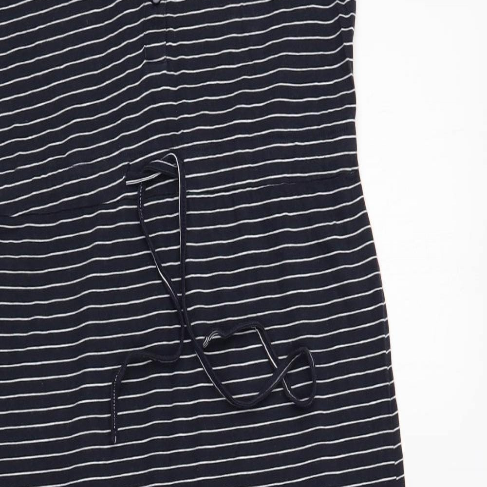 VERO MODA Womens Blue Striped Cotton Maxi  Size M  Scoop Neck Drawstring