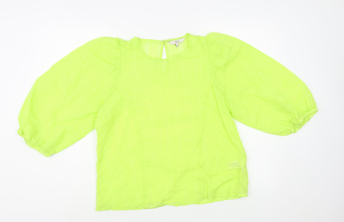 NEXT Womens Green  Viscose Basic Blouse Size 12 Round Neck