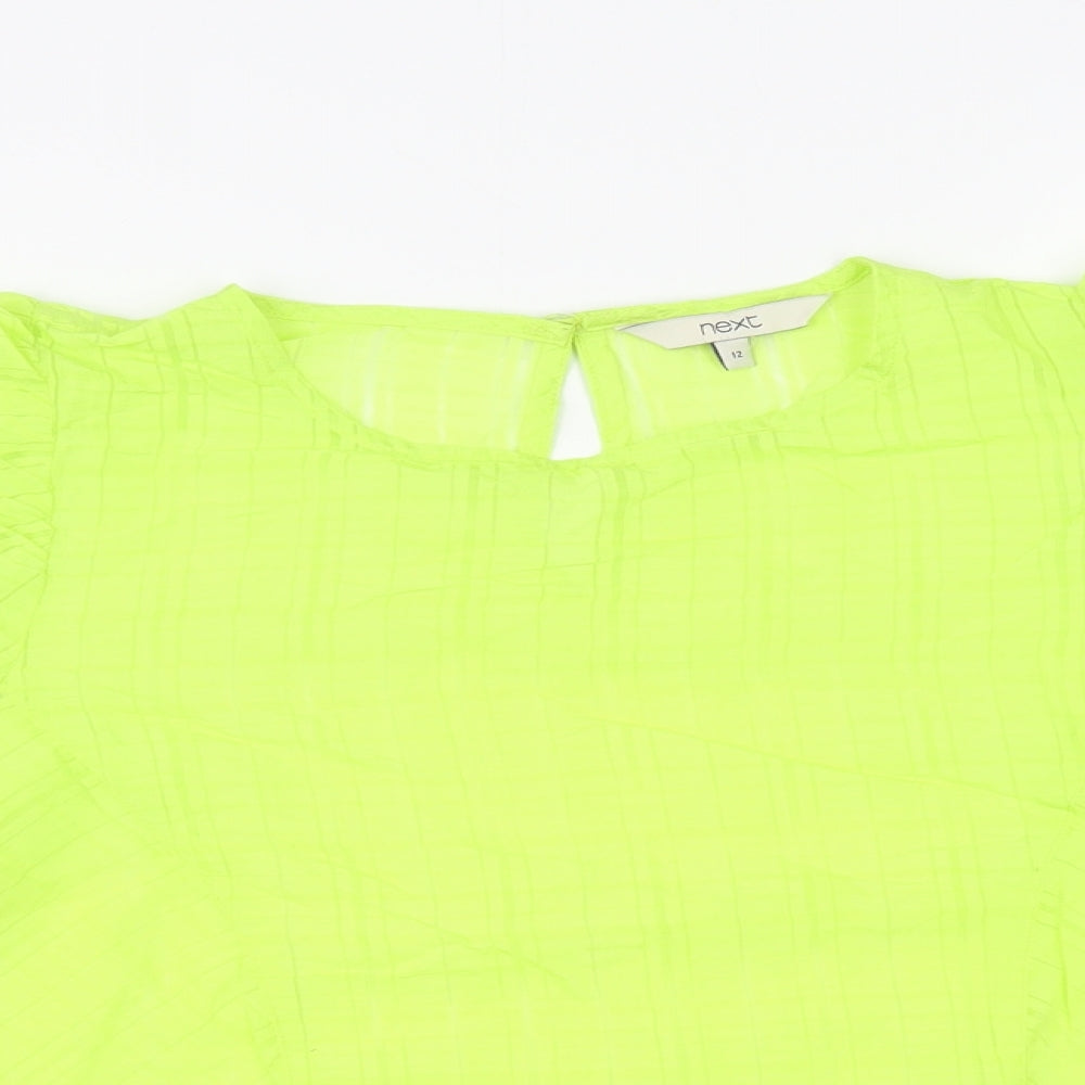 NEXT Womens Green  Viscose Basic Blouse Size 12 Round Neck