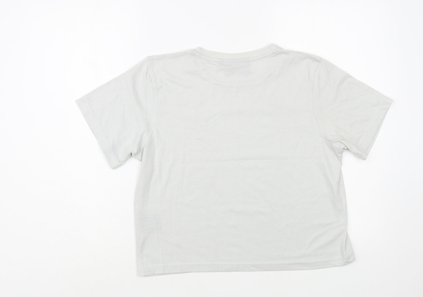 Voi  Womens Grey  Cotton Basic T-Shirt Size M Crew Neck