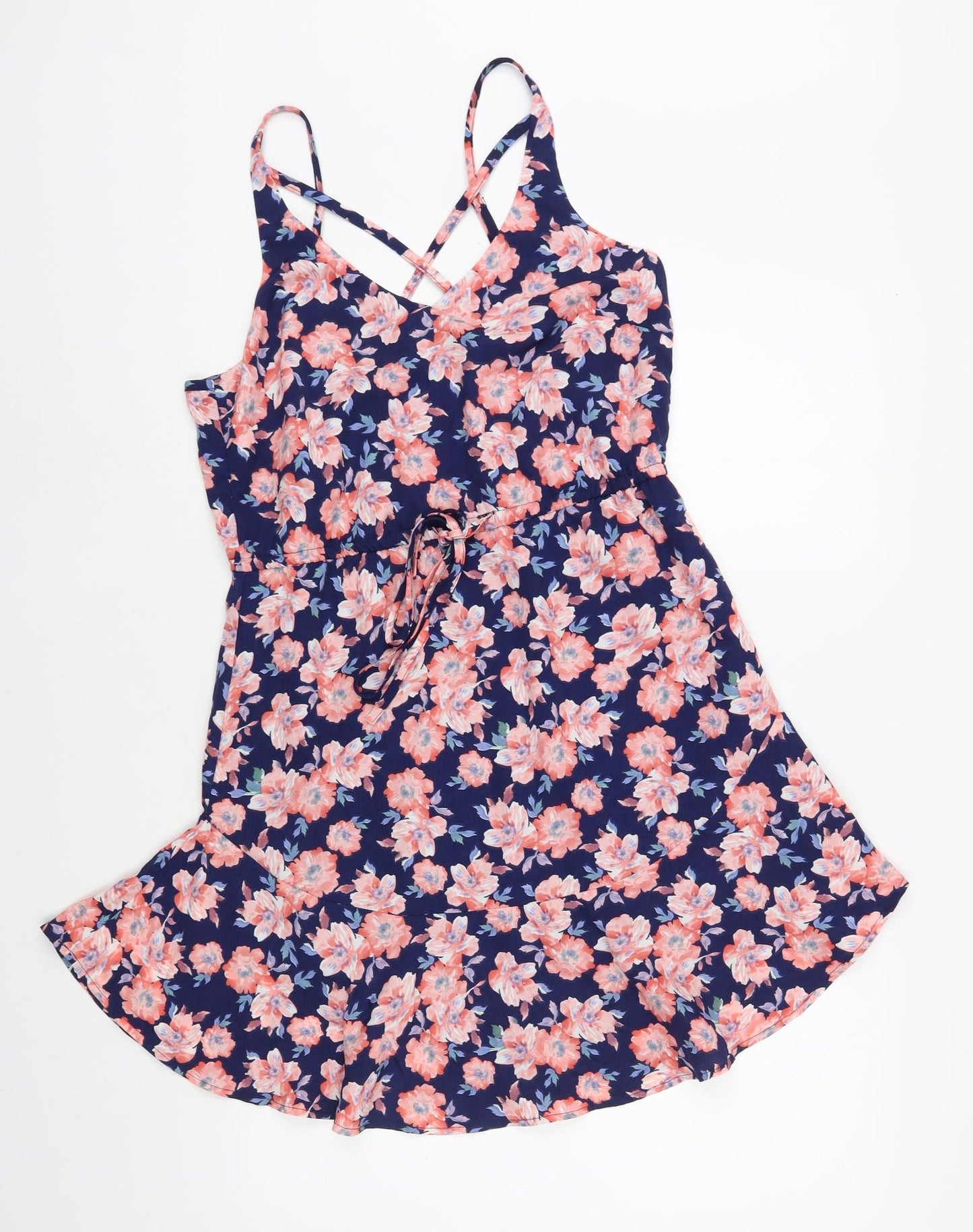 Valley Girl Womens Blue Floral Polyester Fit & Flare  Size 8  V-Neck Pullover