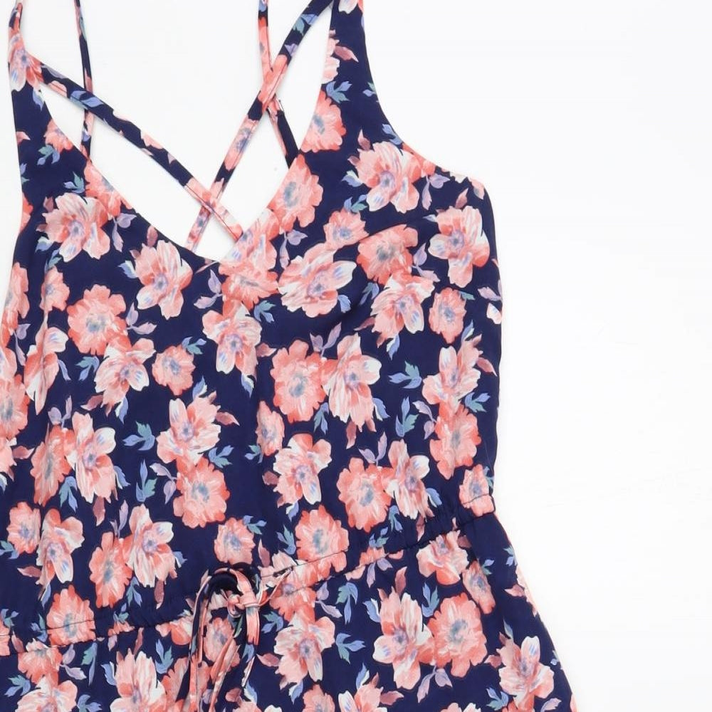 Valley Girl Womens Blue Floral Polyester Fit & Flare  Size 8  V-Neck Pullover